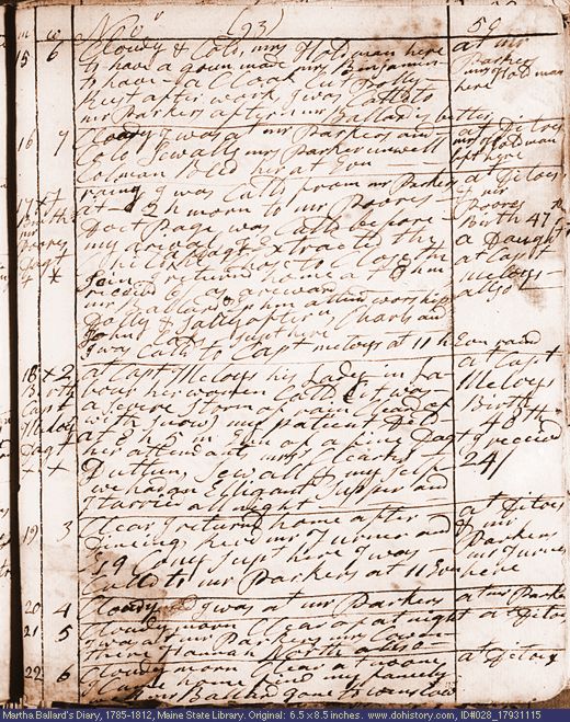 Nov. 15-22, 1793 diary page (image, 136K). Choose 'View Text' (at left) for faster download.