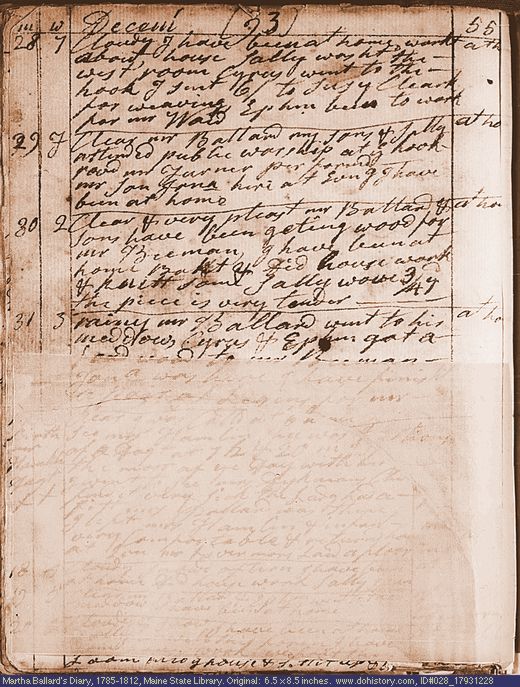 Dec. 28-31, 1793 diary page (image, 106K). Choose 'View Text' (at left) for faster download.