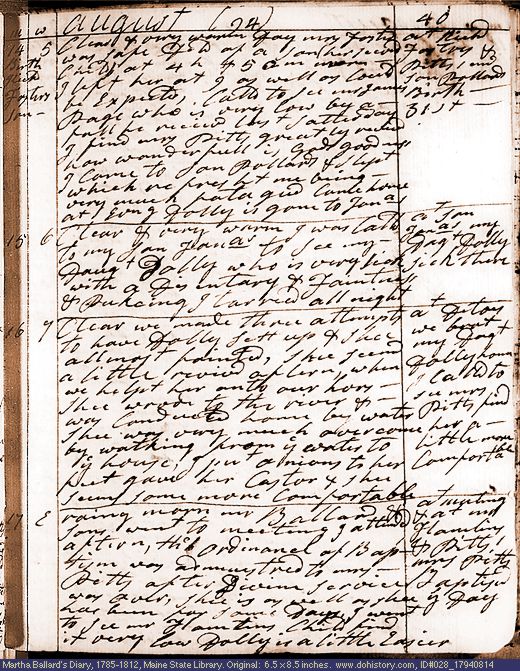 Aug. 14-17, 1794 diary page (image, 151K). Choose 'View Text' (at left) for faster download.