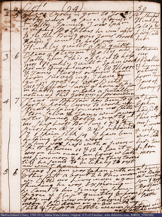 Oct. 2-5, 1794 diary page (image, 138K). Choose 'View Text' (at left) for faster download.