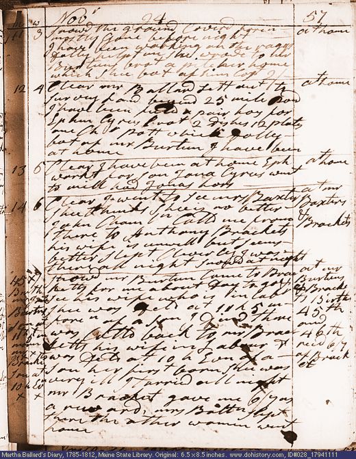 Nov. 11-15, 1794 diary page (image, 129K). Choose 'View Text' (at left) for faster download.