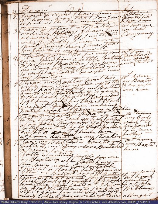 Dec. 1-7, 1794 diary page (image, 134K). Choose 'View Text' (at left) for faster download.