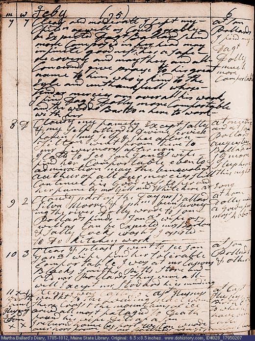 Feb. 7-11, 1795 diary page (image, 159K). Choose 'View Text' (at left) for faster download.