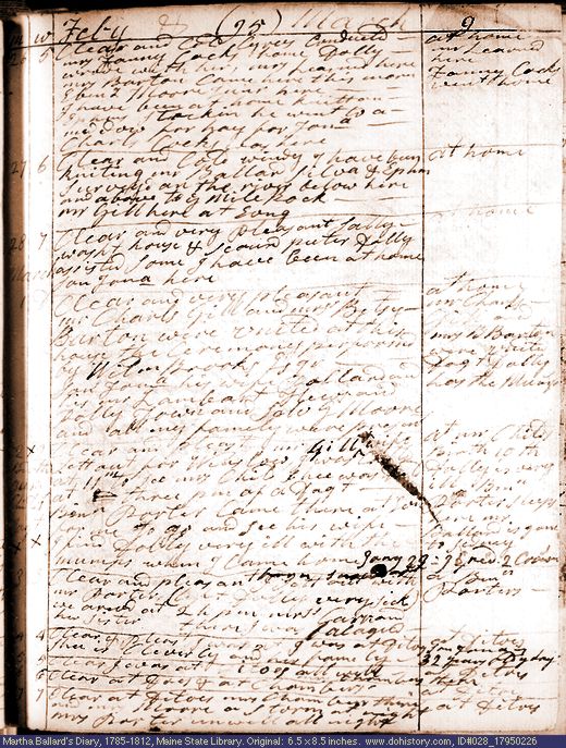 Feb. 26-Mar. 7, 1795 diary page (image, 130K). Choose 'View Text' (at left) for faster download.