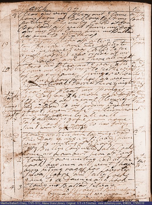 Mar. 18-24, 1795 diary page (image, 139K). Choose 'View Text' (at left) for faster download.