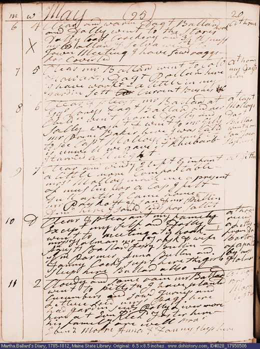 May 6-11, 1795 diary page (image, 114K). Choose 'View Text' (at left) for faster download.