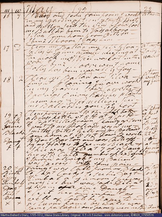 May 16-20, 1795 diary page (image, 127K). Choose 'View Text' (at left) for faster download.
