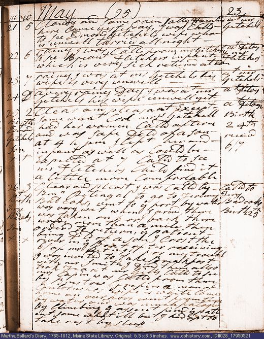 May 21-26, 1795 diary page (image, 139K). Choose 'View Text' (at left) for faster download.