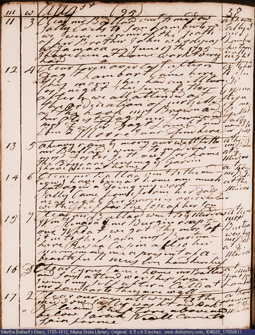 Aug. 11-17, 1795 diary page (image, 136K). Choose 'View Text' (at left) for faster download.