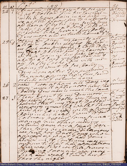 Oct. 24-27, 1795 diary page (image, 122K). Choose 'View Text' (at left) for faster download.