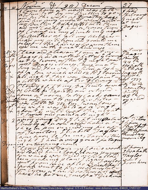 Nov. 27-Dec. 1, 1795 diary page (image, 142K). Choose 'View Text' (at left) for faster download.