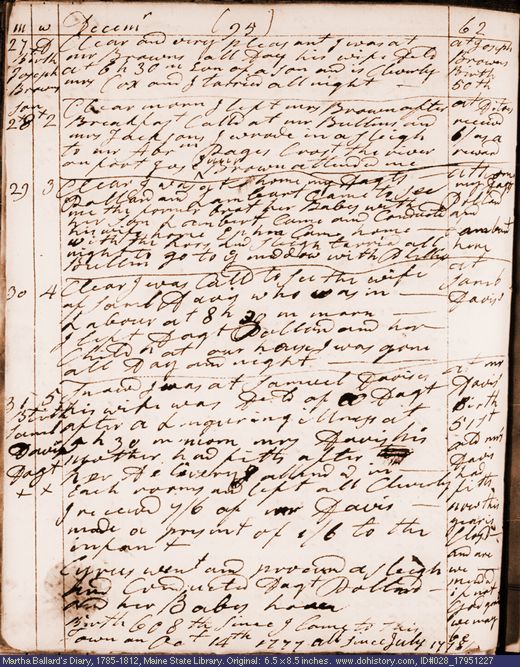 Dec. 27-31, 1795 diary page (image, 123K). Choose 'View Text' (at left) for faster download.