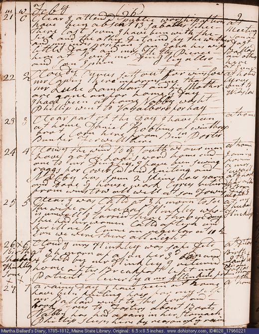 Feb. 21-27, 1796 diary page (image, 134K). Choose 'View Text' (at left) for faster download.