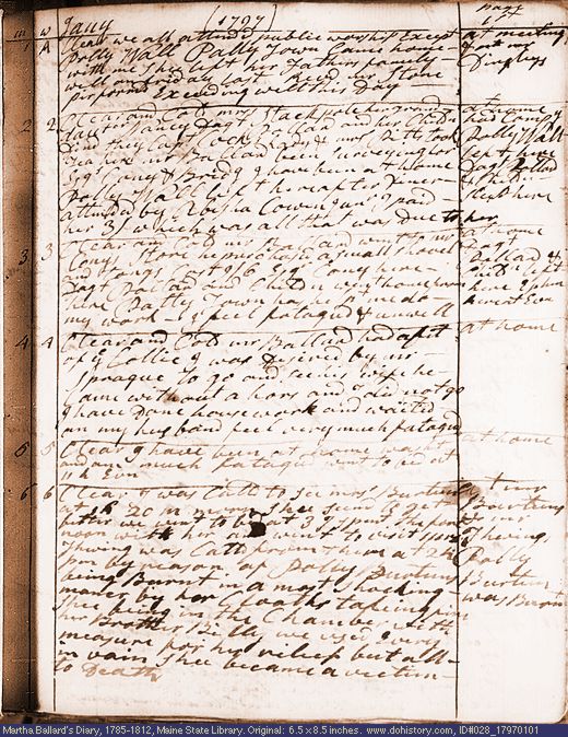 Jan. 1-6, 1797 diary page (image, 129K). Choose 'View Text' (at left) for faster download.