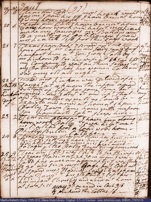 Jan. 19-25, 1797 diary page (image, 140K). Choose 'View Text' (at left) for faster download.