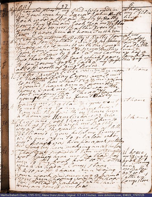 Jan. 26-31, 1797 diary page (image, 130K). Choose 'View Text' (at left) for faster download.