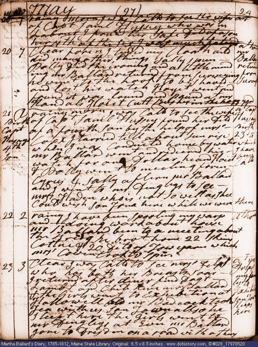 May 20-23, 1797 diary page (image, 144K). Choose 'View Text' (at left) for faster download.