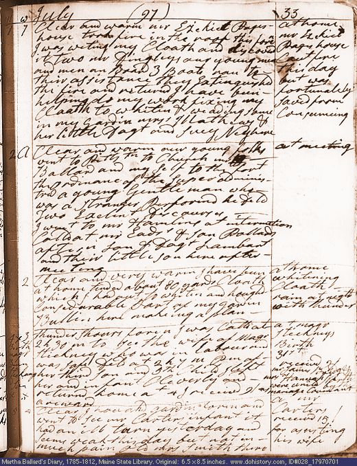Jul. 1-5, 1797 diary page (image, 141K). Choose 'View Text' (at left) for faster download.