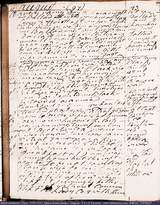 Aug. 27-29, 1797 diary page (image, 132K). Choose 'View Text' (at left) for faster download.