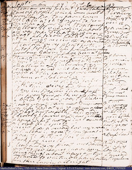 Sep. 29-Oct. 3, 1797 diary page (image, 133K). Choose 'View Text' (at left) for faster download.