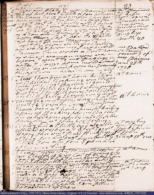 Oct. 26-31, 1797 diary page (image, 133K). Choose 'View Text' (at left) for faster download.
