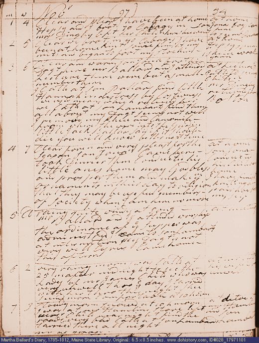 Nov. 1-7, 1797 diary page (image, 111K). Choose 'View Text' (at left) for faster download.