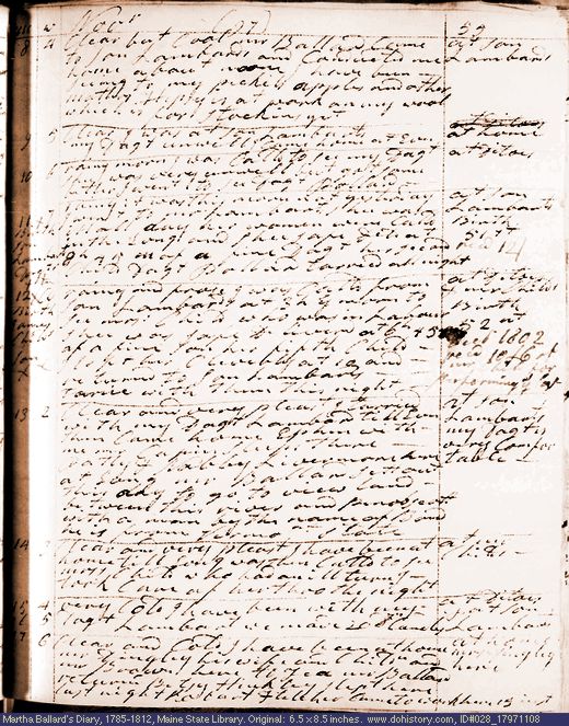 Nov. 8-17, 1797 diary page (image, 130K). Choose 'View Text' (at left) for faster download.