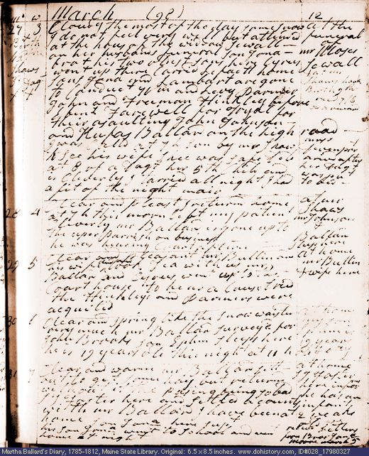 Mar. 27-31, 1798 diary page (image, 127K). Choose 'View Text' (at left) for faster download.