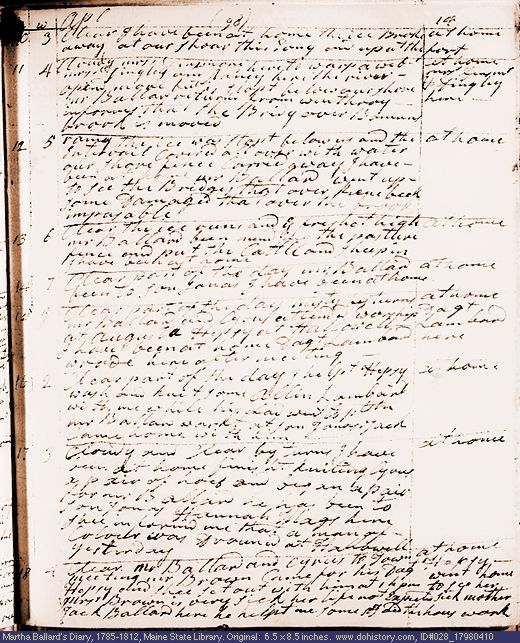 Apr. 10-18, 1798 diary page (image, 120K). Choose 'View Text' (at left) for faster download.