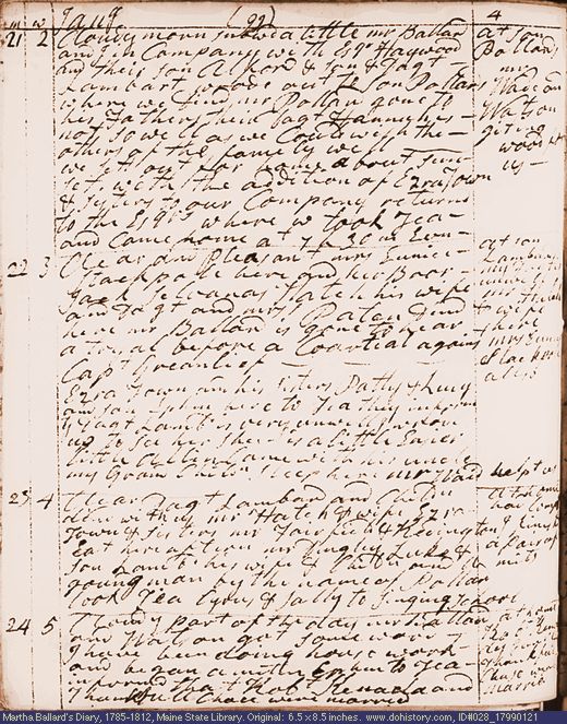Jan. 21-24, 1799 diary page (image, 129K). Choose 'View Text' (at left) for faster download.