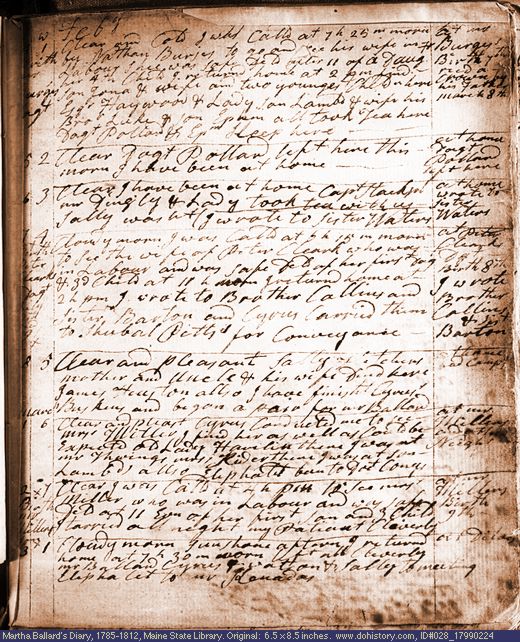 Feb. 24-Mar. 3, 1799 diary page (image, 134K). Choose 'View Text' (at left) for faster download.