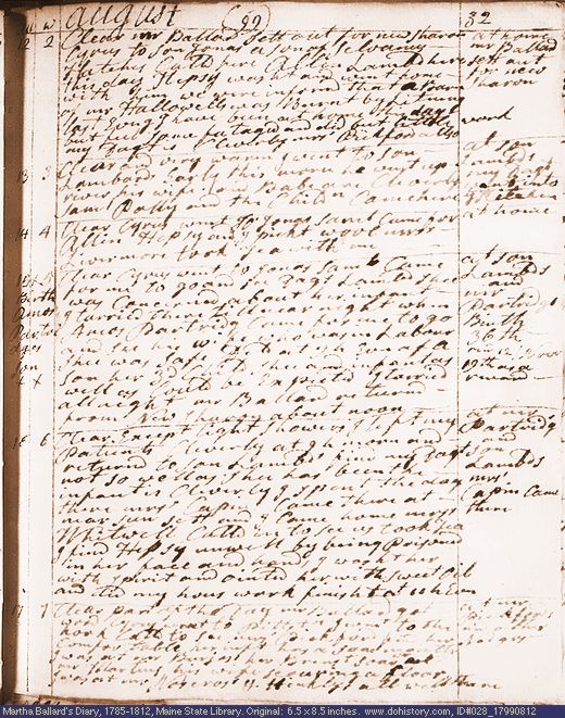 Aug. 12-17, 1799 diary page (image, 126K). Choose 'View Text' (at left) for faster download.