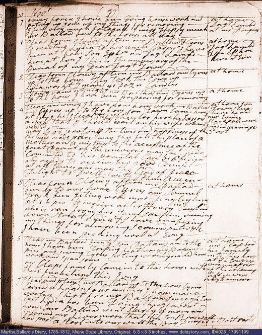 Nov. 9-16, 1799 diary page (image, 130K). Choose 'View Text' (at left) for faster download.
