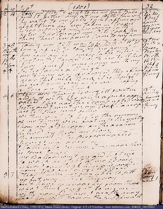 Sep. 2-5, 1801 diary page (image, 121K). Choose 'View Text' (at left) for faster download.