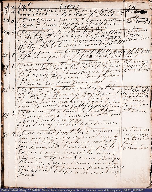 Sep. 23-30, 1801 diary page (image, 126K). Choose 'View Text' (at left) for faster download.