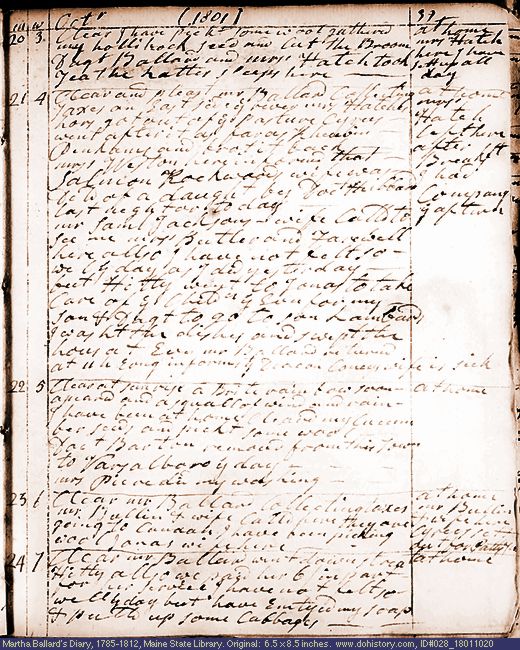 Oct. 20-24, 1801 diary page (image, 123K). Choose 'View Text' (at left) for faster download.