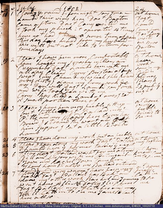 Jul. 18-24, 1802 diary page (image, 123K). Choose 'View Text' (at left) for faster download.