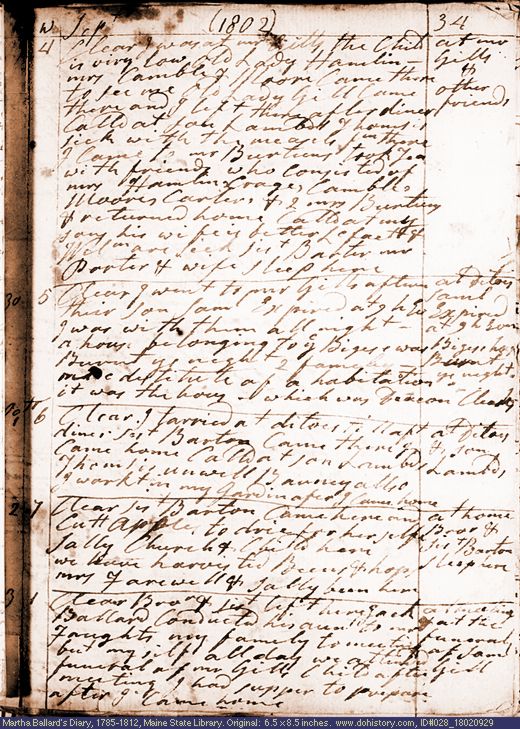 Sep. 29-Oct. 3, 1802 diary page (image, 136K). Choose 'View Text' (at left) for faster download.