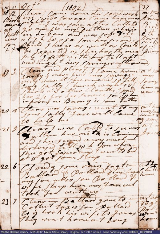 Oct. 18-23, 1802 diary page (image, 124K). Choose 'View Text' (at left) for faster download.