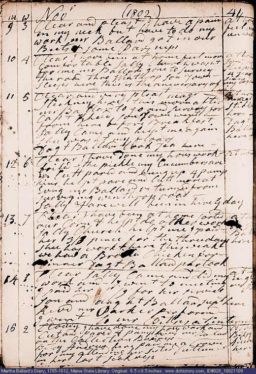 Nov. 9-15, 1802 diary page (image, 156K). Choose 'View Text' (at left) for faster download.