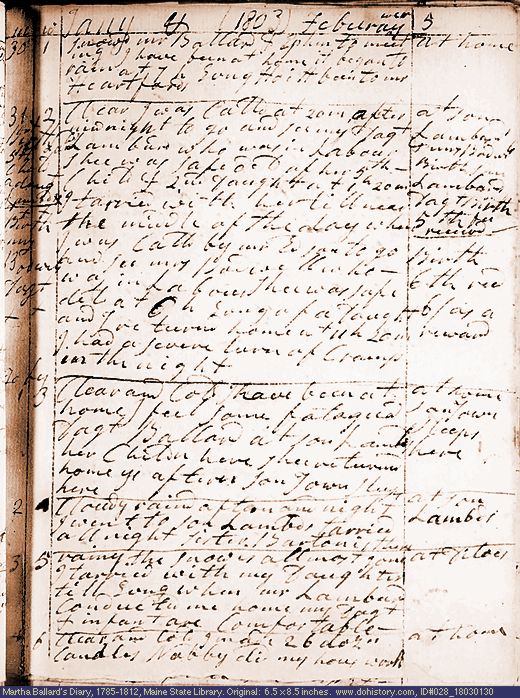 Jan. 30-Feb. 4, 1803 diary page (image, 134K). Choose 'View Text' (at left) for faster download.