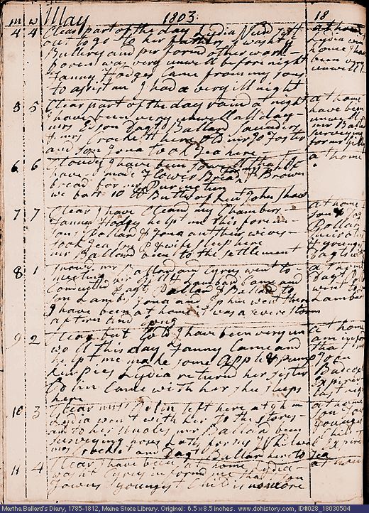 May 4-11, 1803 diary page (image, 161K). Choose 'View Text' (at left) for faster download.