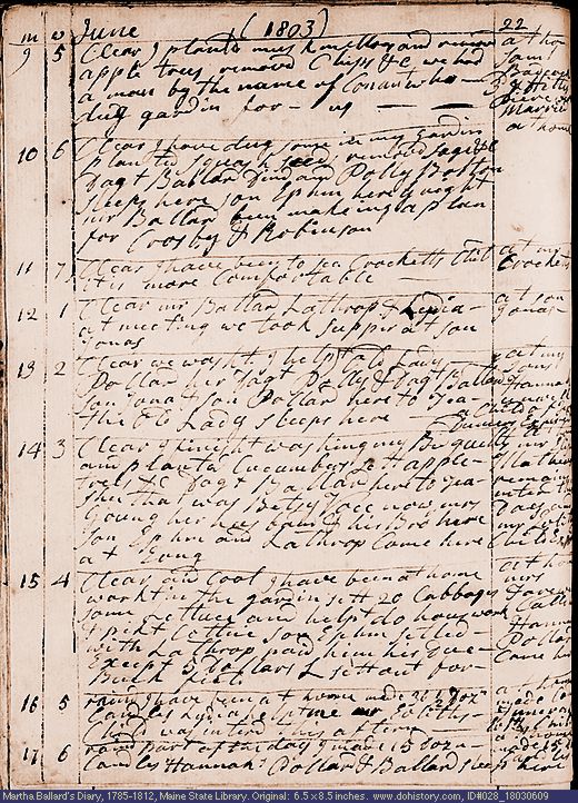 Jun. 9-17, 1803 diary page (image, 157K). Choose 'View Text' (at left) for faster download.
