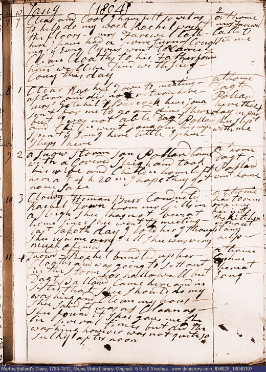 Jan. 7-11, 1804 diary page (image, 133K). Choose 'View Text' (at left) for faster download.
