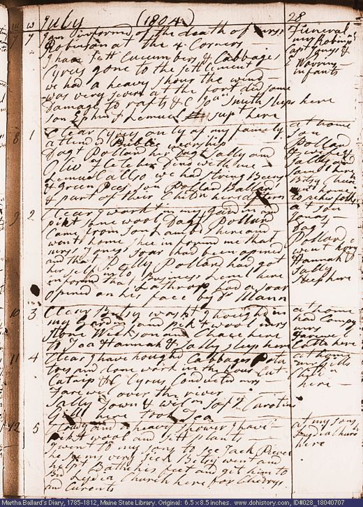 Jul. 7-12, 1804 diary page (image, 149K). Choose 'View Text' (at left) for faster download.