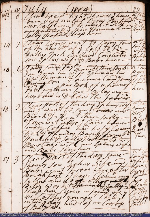 Jul. 13-17, 1804 diary page (image, 137K). Choose 'View Text' (at left) for faster download.