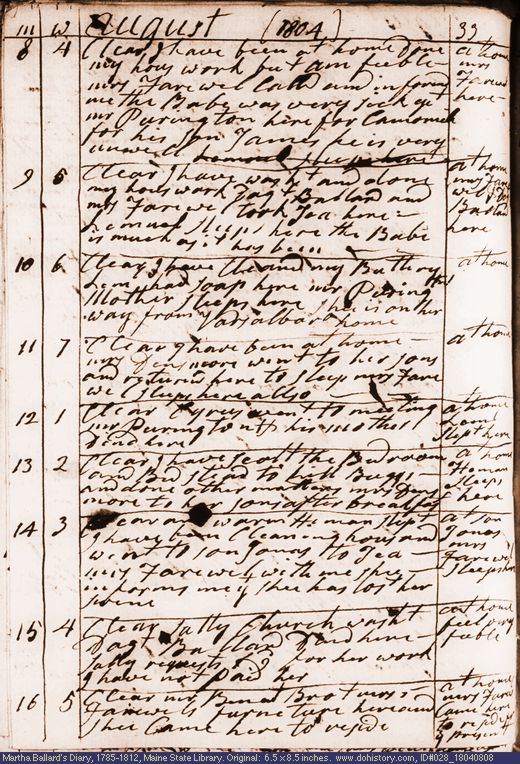 Aug. 8-16, 1804 diary page (image, 143K). Choose 'View Text' (at left) for faster download.
