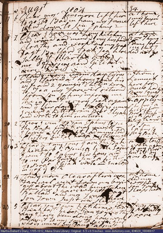 Aug. 17-23, 1804 diary page (image, 154K). Choose 'View Text' (at left) for faster download.