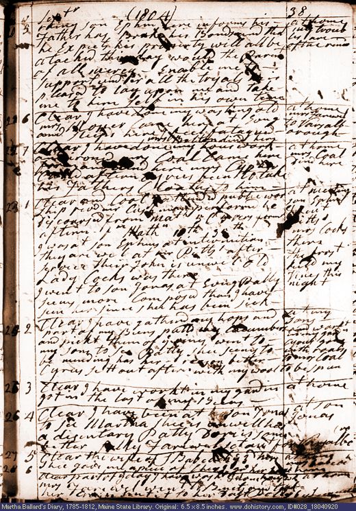 Sep. 20-28, 1804 diary page (image, 165K). Choose 'View Text' (at left) for faster download.