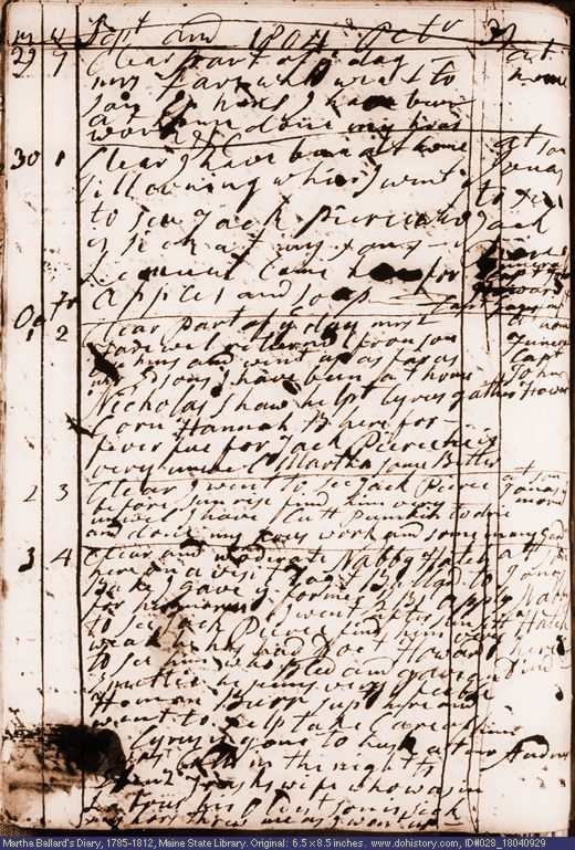 Sep. 29-Oct. 3, 1804 diary page (image, 149K). Choose 'View Text' (at left) for faster download.